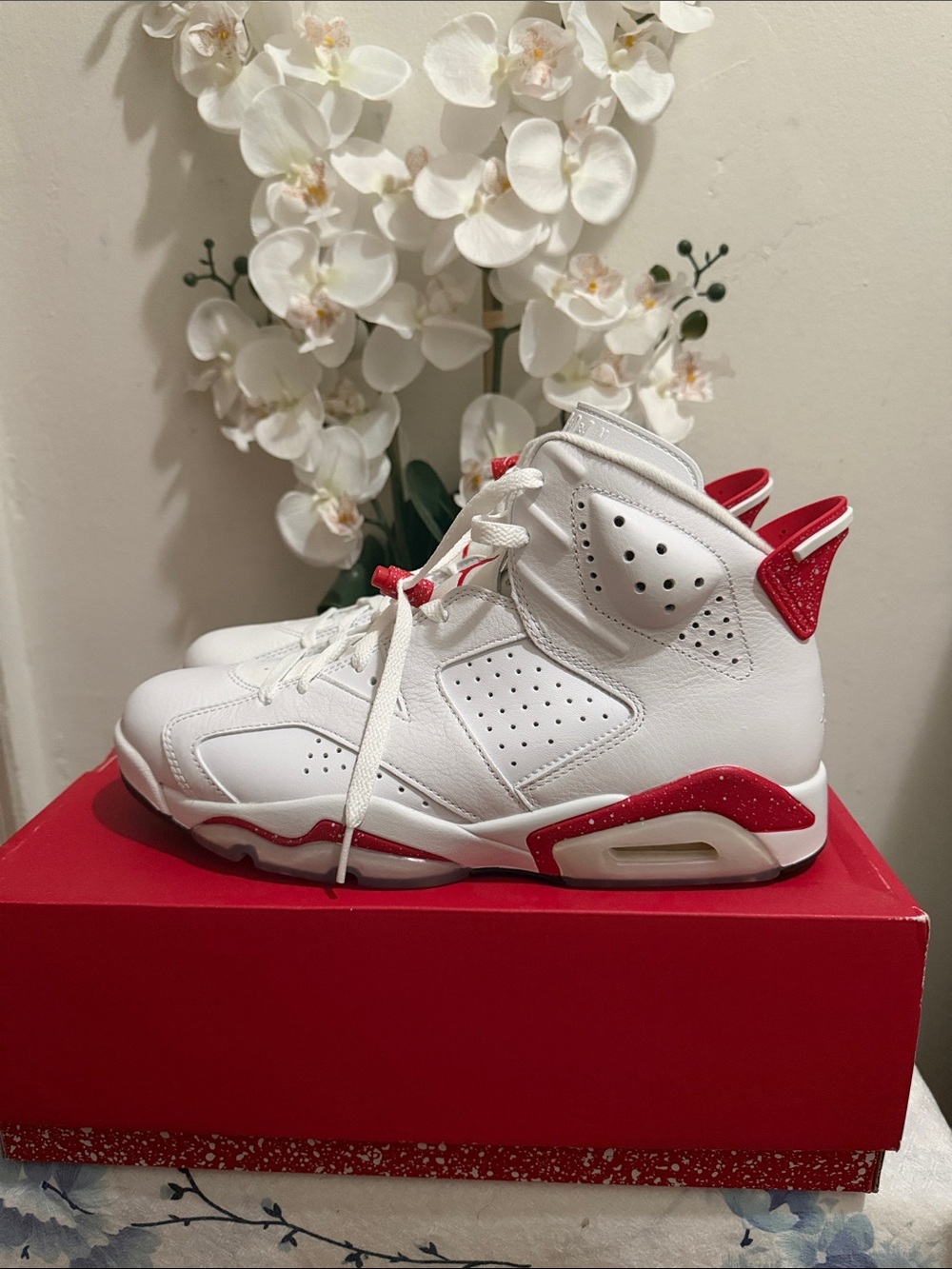 Jordan White and Red Basketball Sneakers